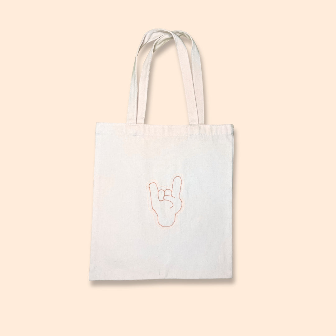 Tote Bag in Tela Ricamata a Mano – TIÈ & Mano con Corna