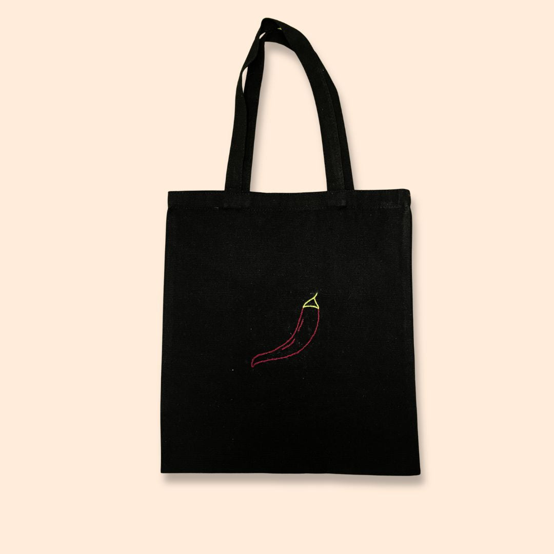Tote Bag in Tela Ricamata a Mano – KTM & Peperoncino