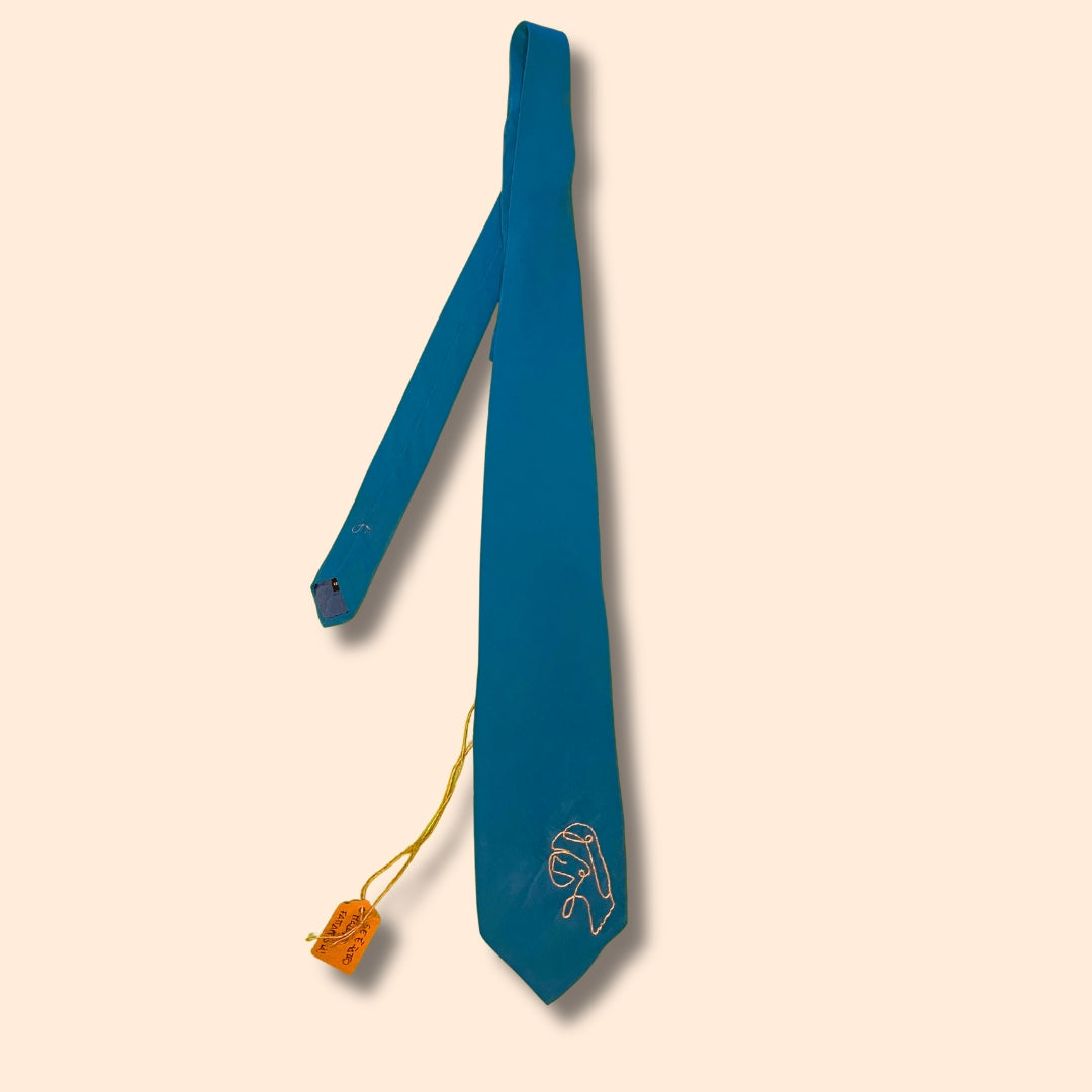 Cravatta Ricamata - Ragazza con orecchino di perla